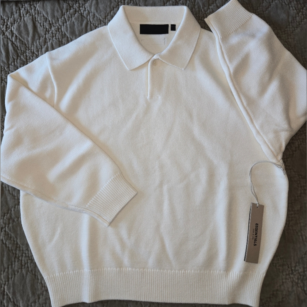 Fear Of God Essentials FW23 Knit Polo - Cloud Dancer